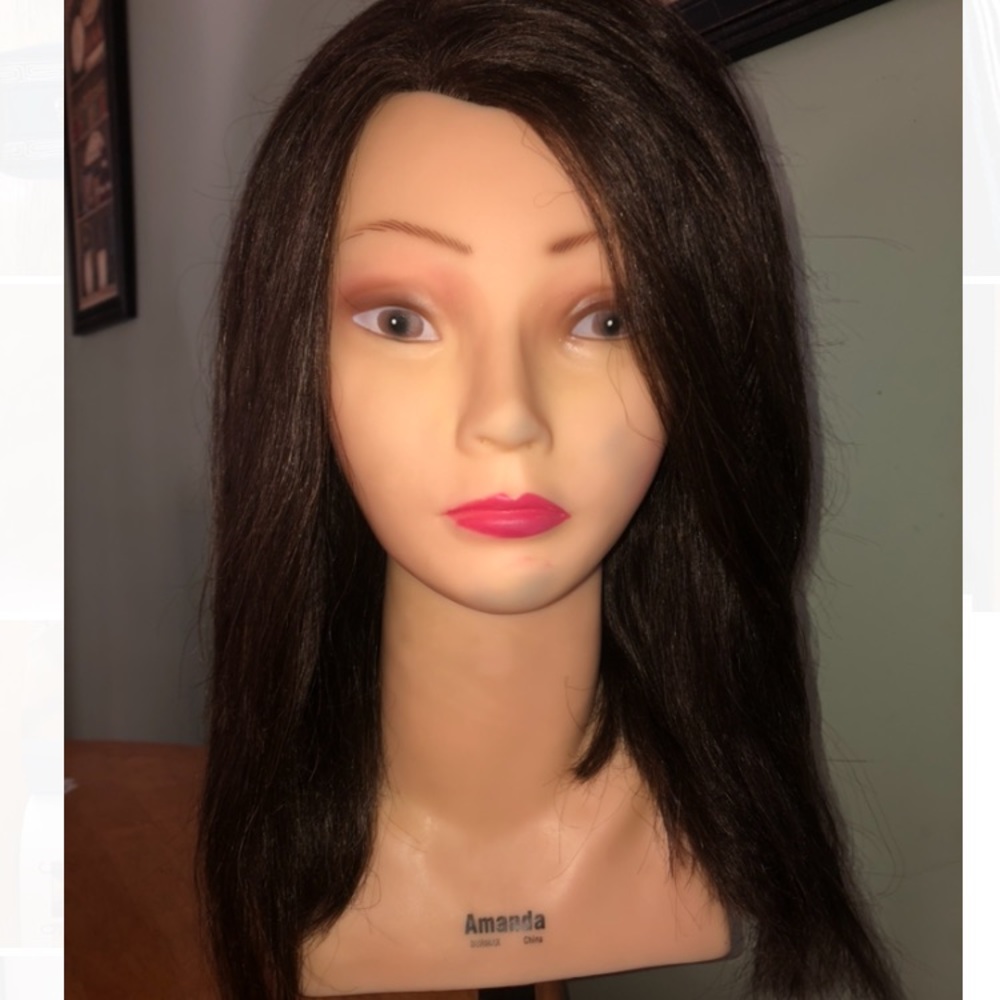 Human hair manequin head! (W/ stand and book)